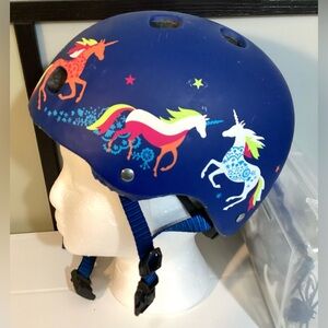 Micro Helmet blue with Unicorns. Size 46-50cm